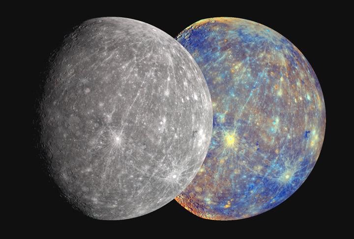 Mercury in black and white and color